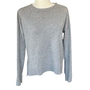 Saks Fifth Avenue 100% Cashmere Sweater Gray Hi Lo Long Sleeve Pullover Size S